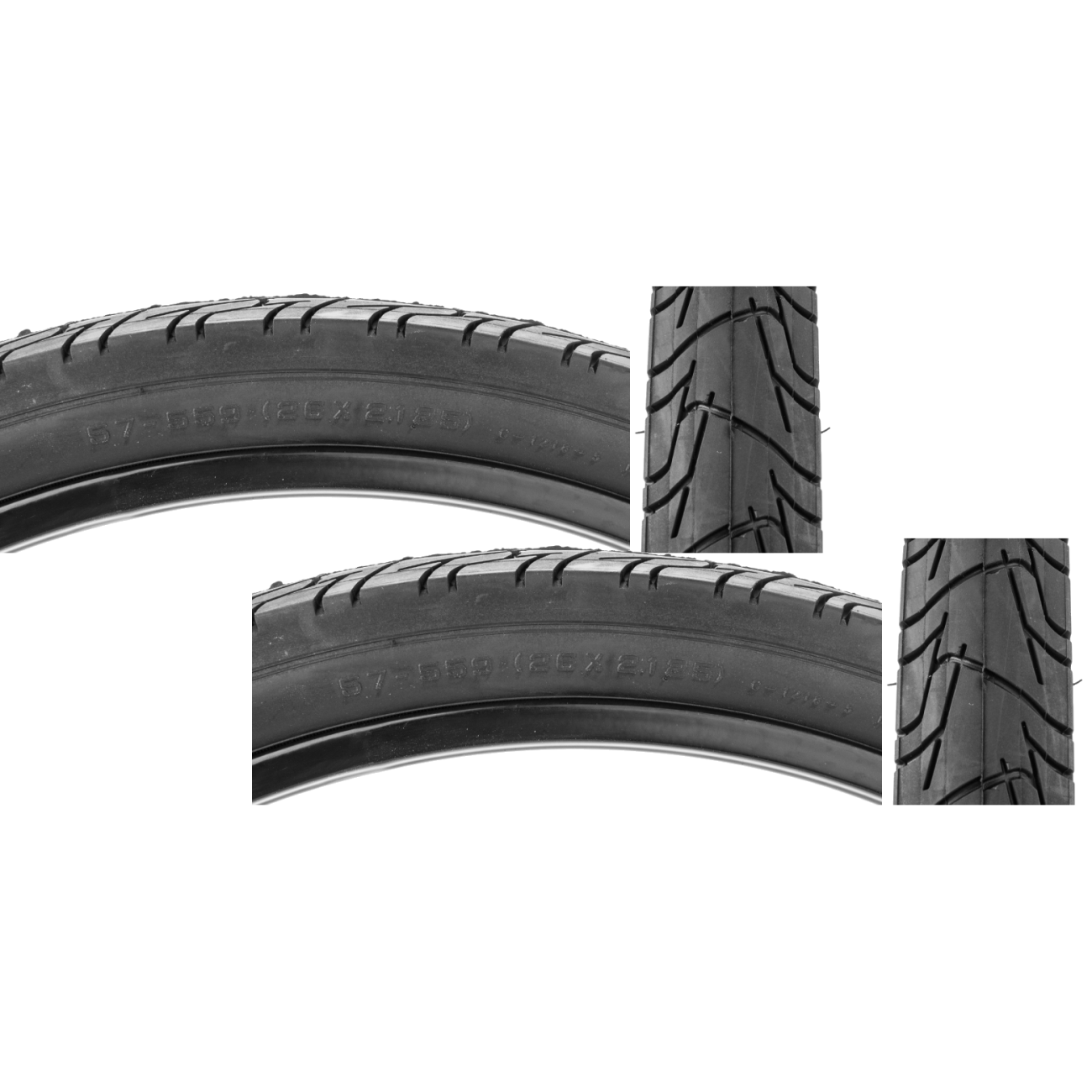 Pack of 2 Sunlite City CST1218 26x2.125 Wire TPI 65 Black/Black EBike