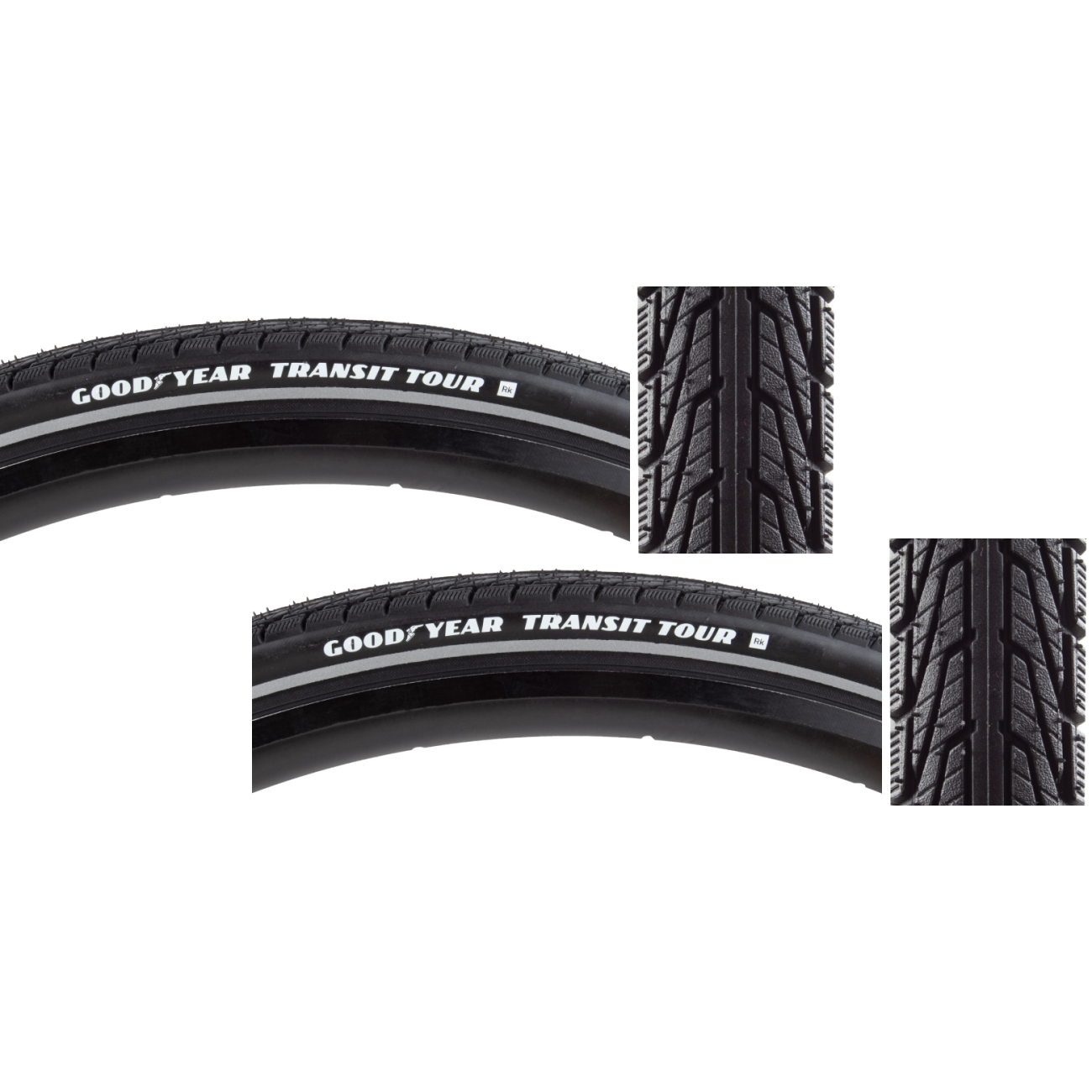 Pack of 2 Goodyear Transit Tour 700x40 Wire 80 Black/Black Reflective Road Tire GR.007.40.622.V001B.R