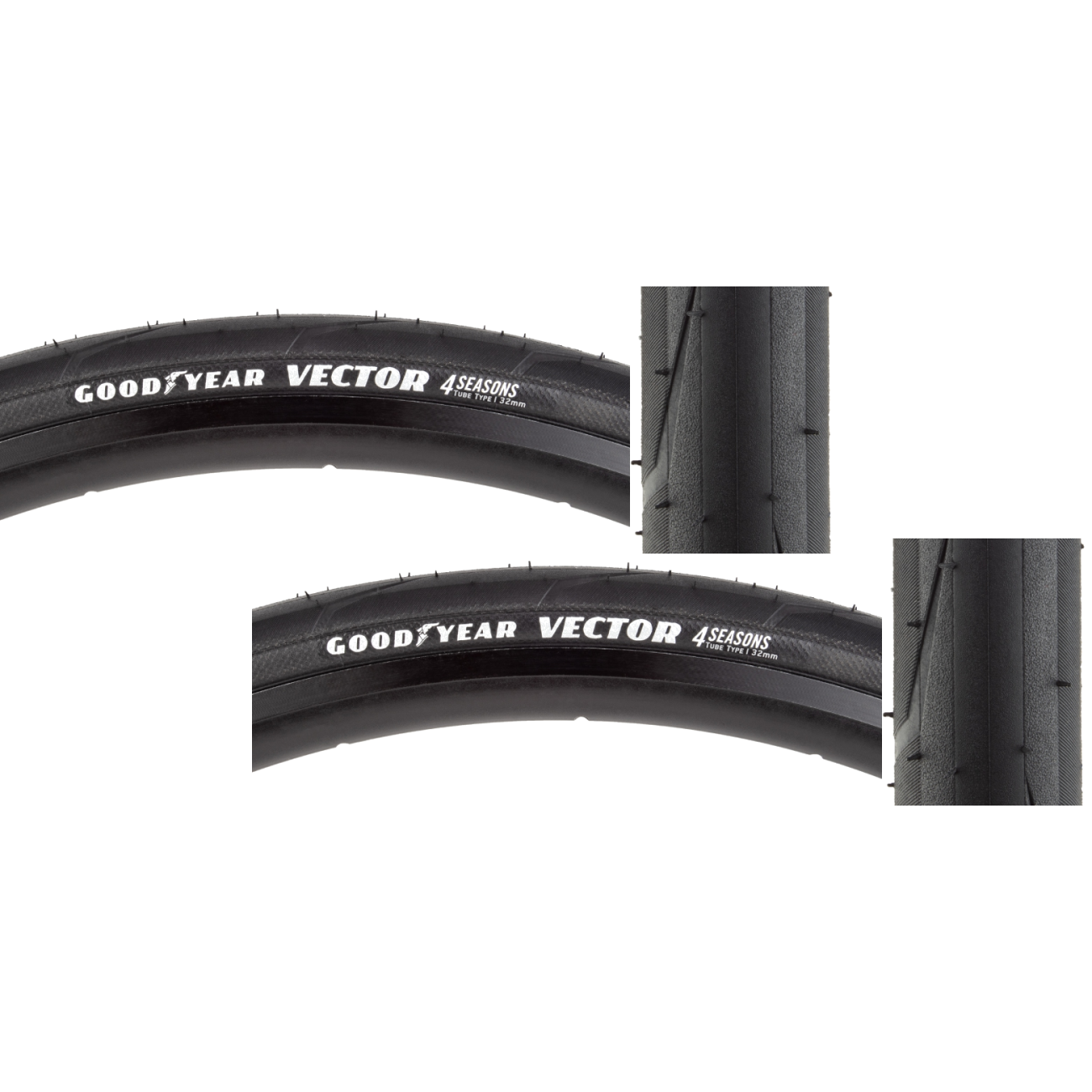 2 Pack Goodyear Vector 4Seasons Tire Black Dynamic Silica4 Compound 700 x 32 GR.012.32.622.V001.R