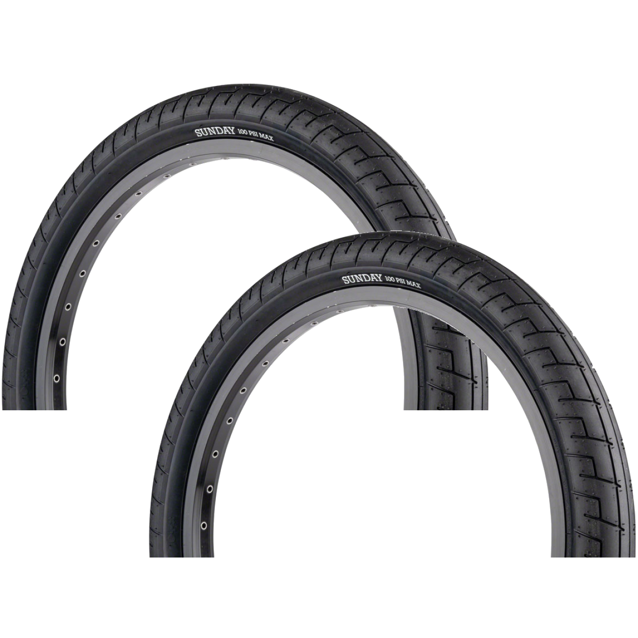 Pack of 2 Sunday Street Sweeper Tire 20 x 2.4 Clincher Wire Black/Black SBT-830-BK