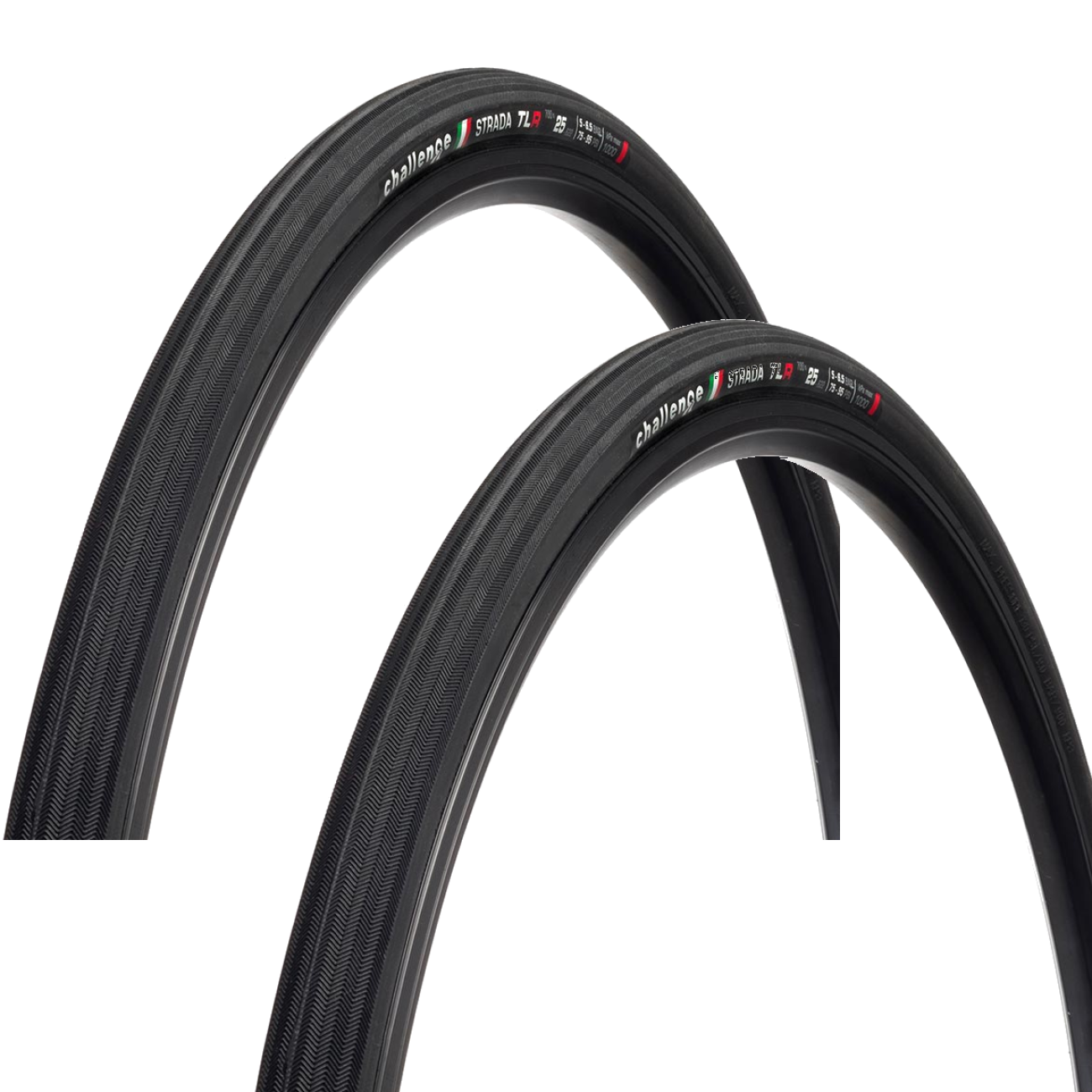 Pack of 2 Challenge Strada Race Tire Tubeless Folding Black 700 x 25 2204