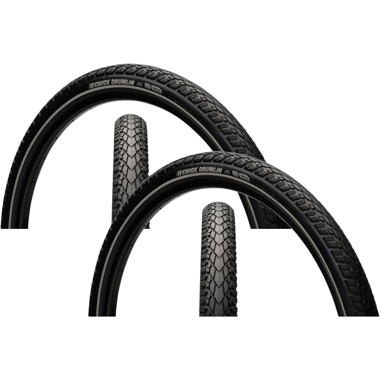 Kenda Gravel Tire Pack of 2 Kwick Drumlin 26 x 1.75 Clincher Wire Black/Reflective 90014879