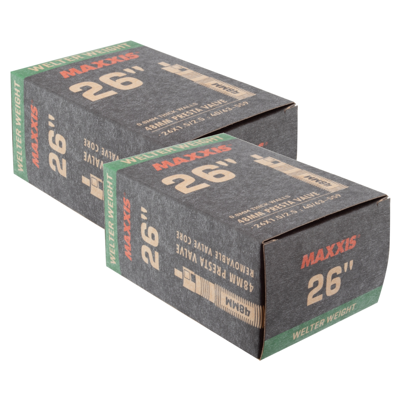 Pack of 2 Maxxis Welterweight Tube 26x1.5-2.5 PV 48mm 0d