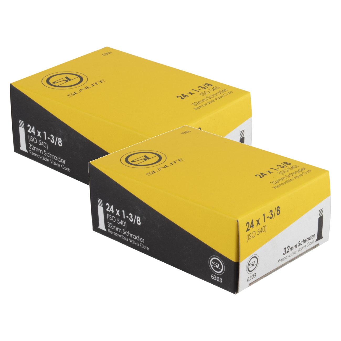 Sunlite Standard Tubes - 24 x 1-3/8, Schrader Valve 32mm 0d, Pack of 2