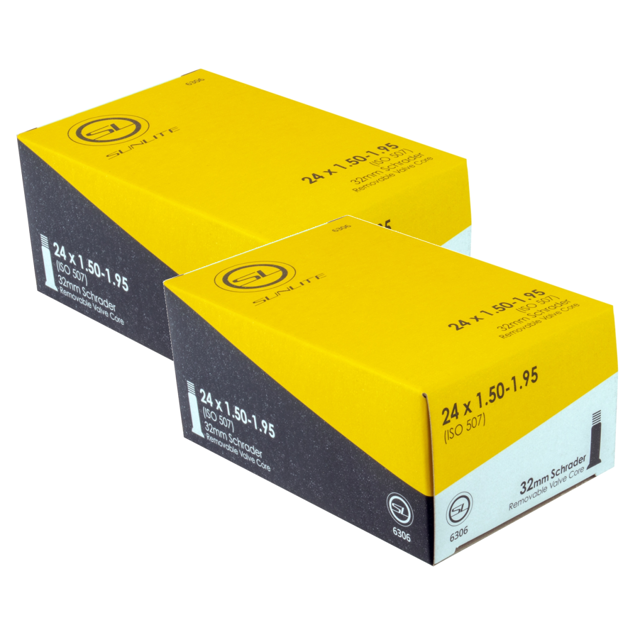 Pack of 2 Sunlite Standard Schrader Valve 24x1.50-1.95 SV 32mm 0d