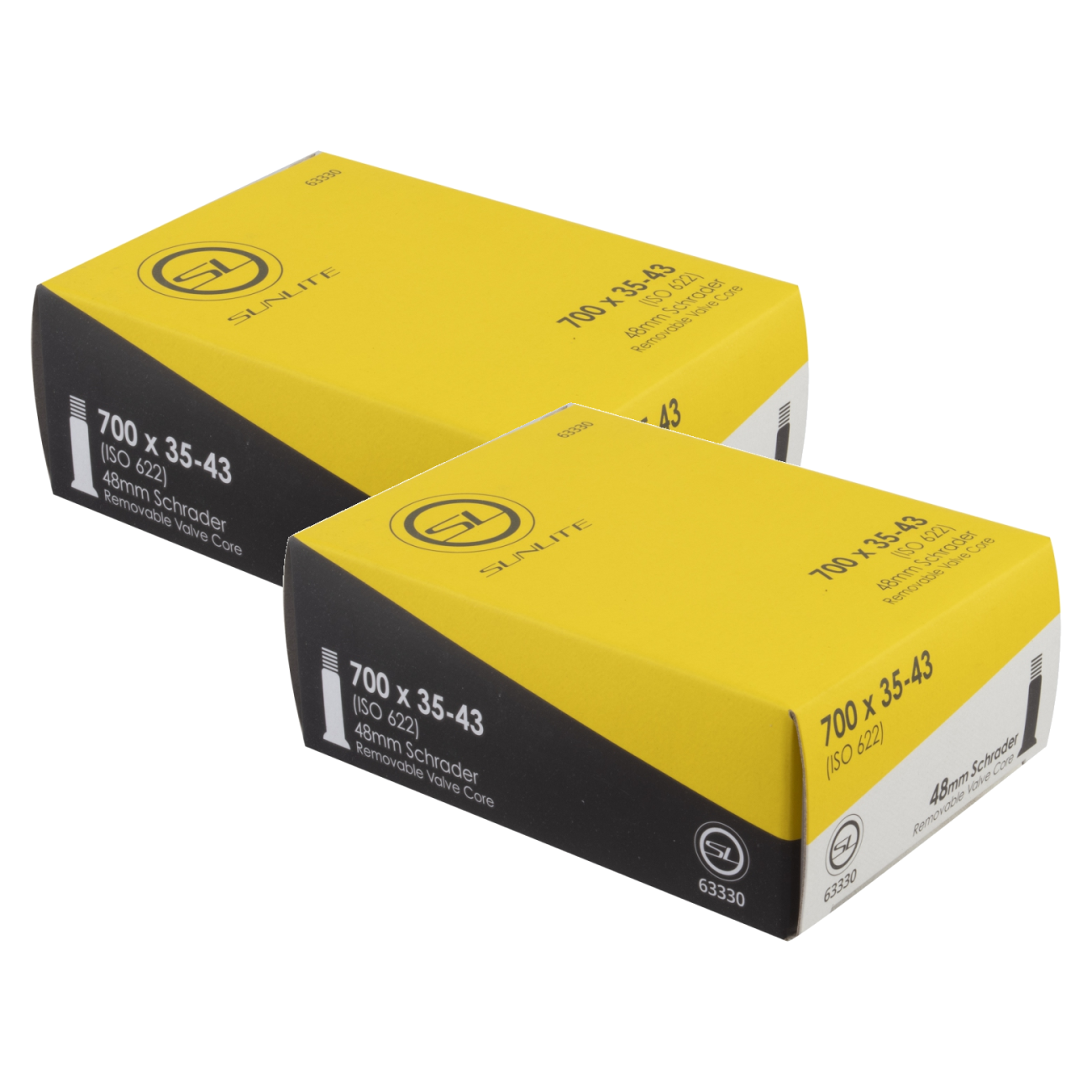 Sunlite Standard Tubes - 700 x 35-43, Schrader Valve, 48mm 0d, Pack of 2