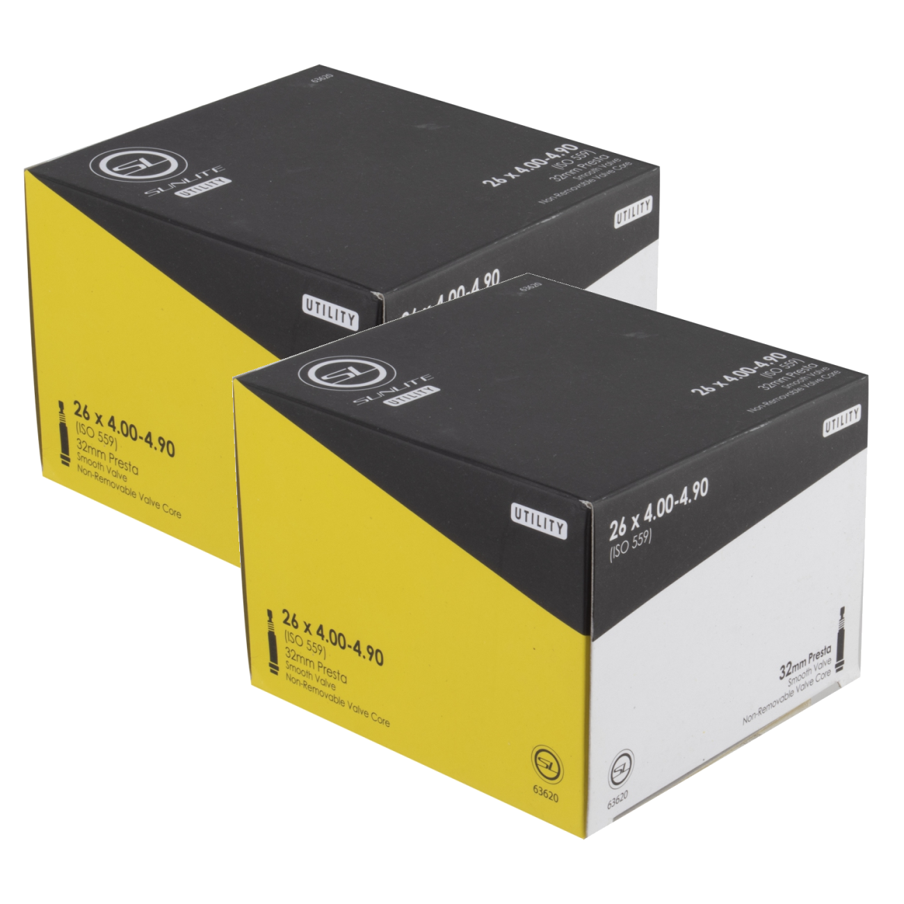 Pack of 2 Sunlite Utili-T Standard Presta Valve Tubes 26x4.00-4.80 PV 32mm 0d