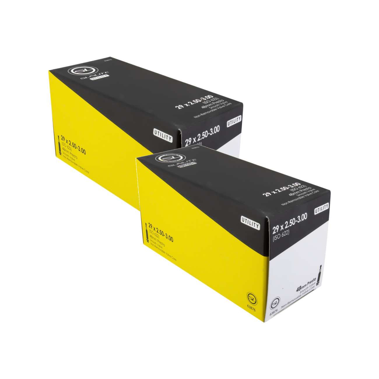 Sunlite Utili-T Standard Tubes - 29 x 2.50-3.00, Presta Valve 48mm 0d, Pack of 2