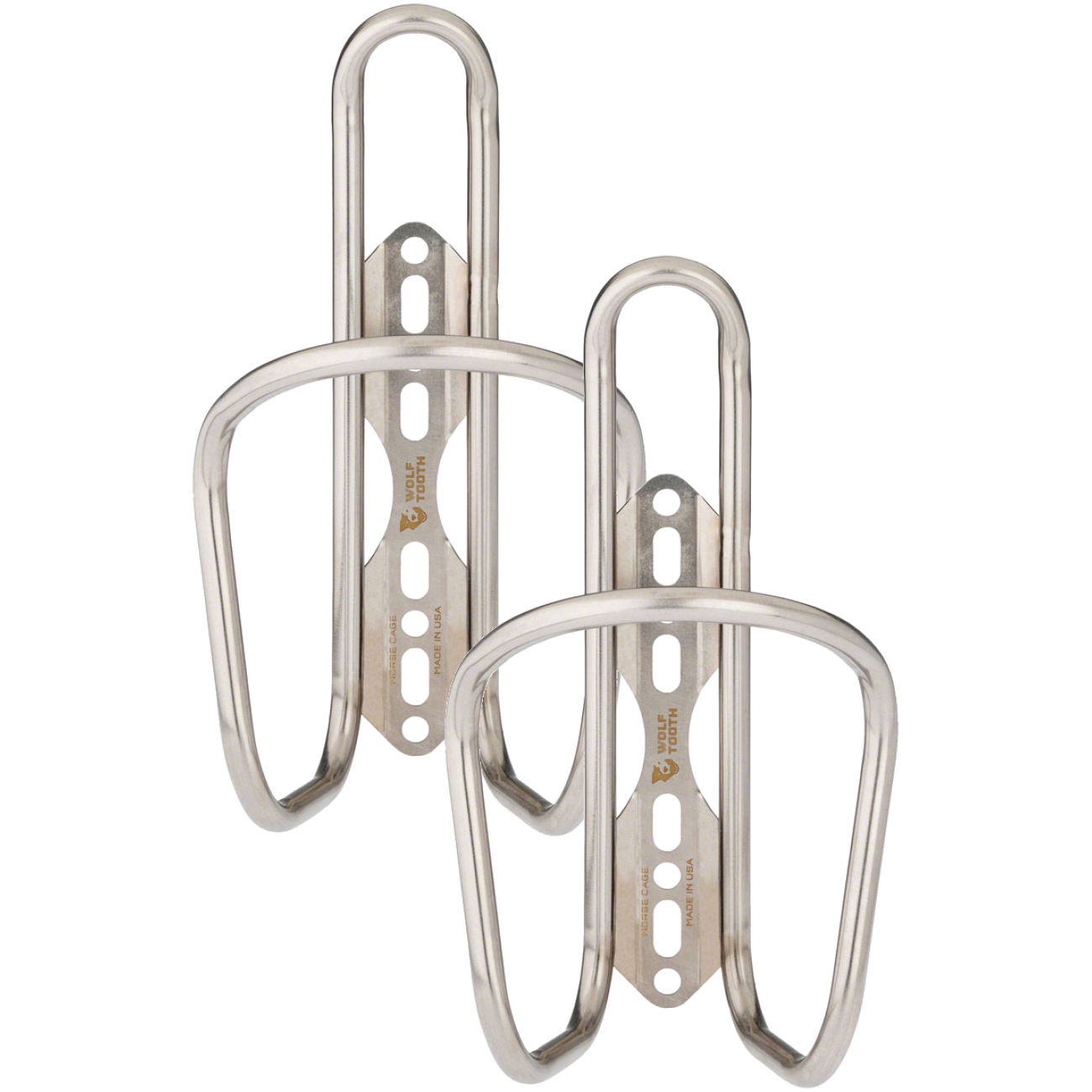 Pack of 2 Wolf Tooth Morse Bottle Cage - Stainless Steel, Silver