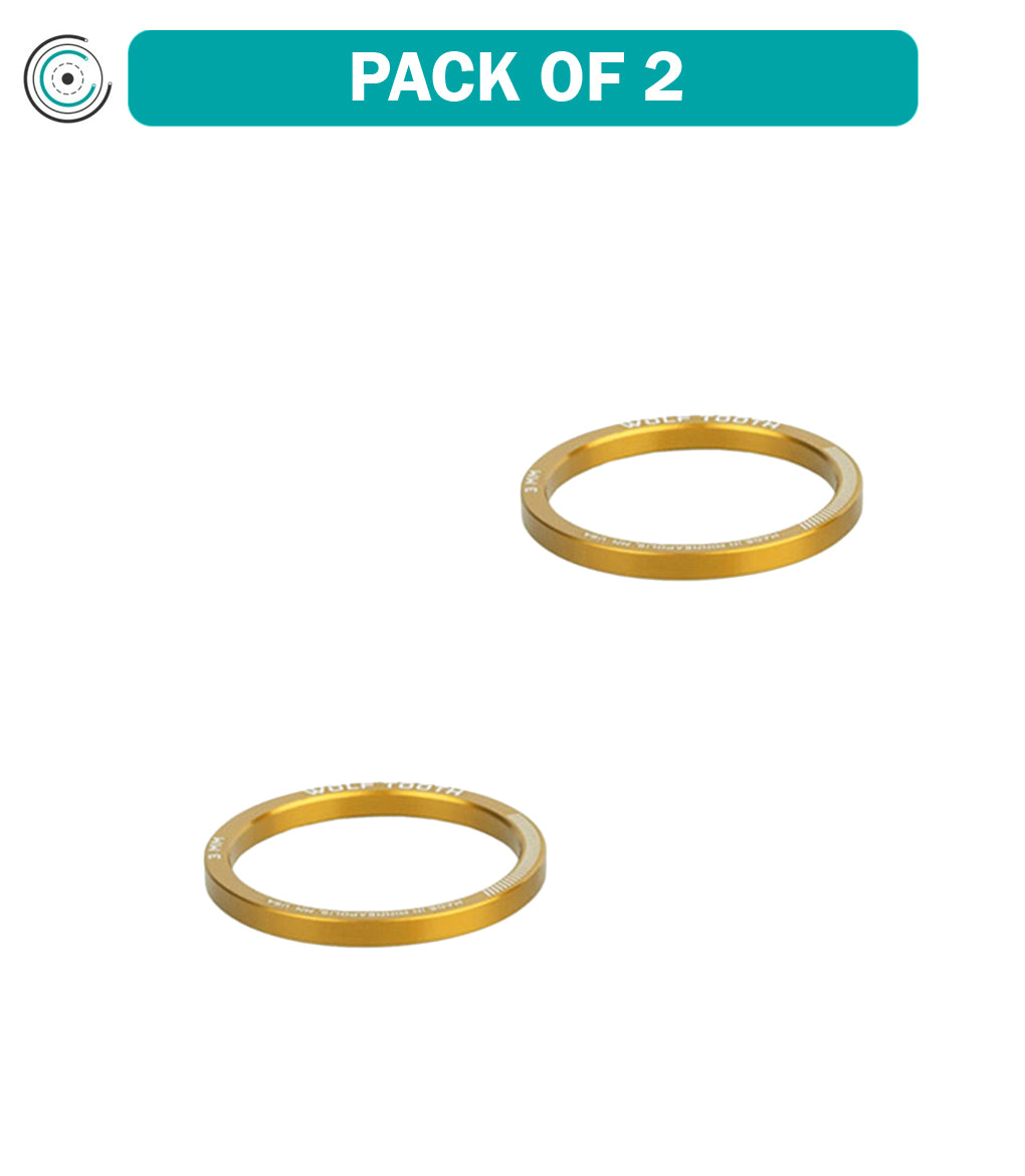 Pack of 2 Wolf Tooth Precision Headset Spacers 3mm Gold