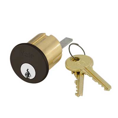 Accentra (Yale) 1109 6 PARA 722 KD Rim Cylinder, 6-Pin, PARA Keyway, [2] Cut Keys, Keyed Random, Black Oxidized Bronze, Oil Rubbed