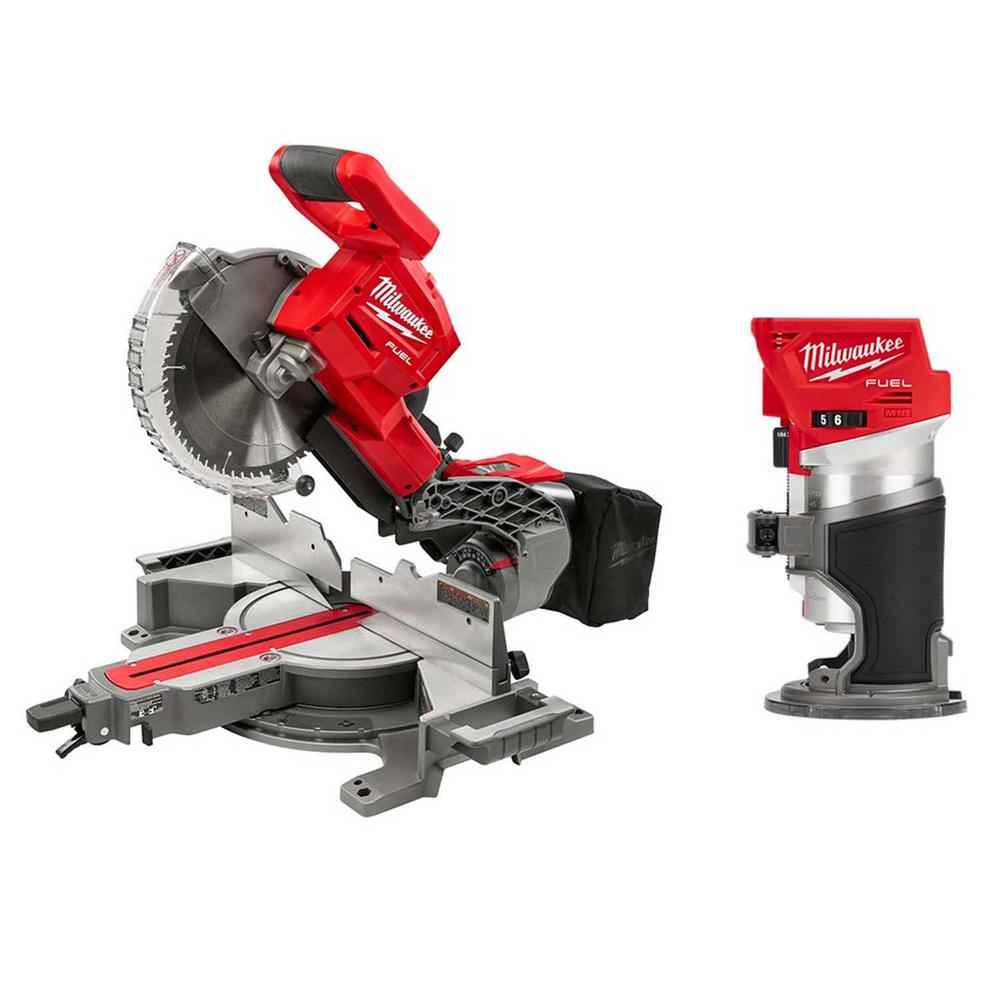 M18 FUEL 18-Volt Lithium-Ion Brushless 10 in. Cordless Dual Bevel Sliding Compound Miter Saw with Compact Router