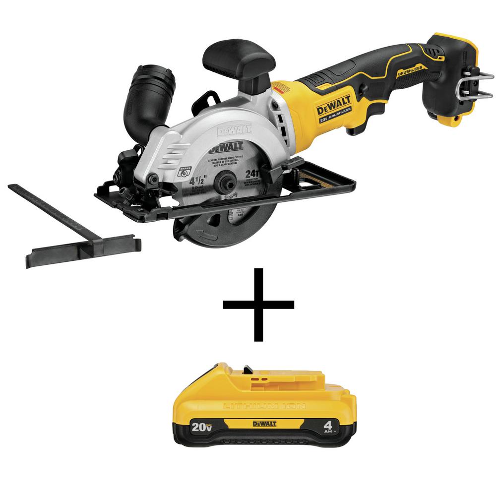 ATOMIC 20-Volt MAX Cordless 4-1/2 in. Circular Saw (Tool-Only) with Bonus 20-Volt MAX Li-Ion 4.0 Ah Compact Battery Pack