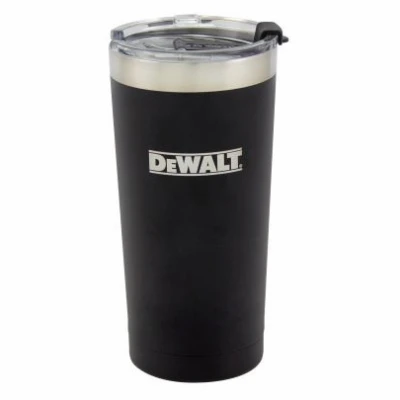 Logo Travel Tumbler, Insulated Black Stainless Steel, 20 Ounce Capacity