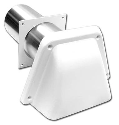 Commercial Grade Dryer Vent Hood With Tail Piece, Removable Screen And Sleeve, White, 4 By 8 Inches