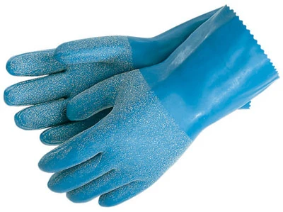 Chemical Safety Gloves, Reusable, Blue Latex, Large