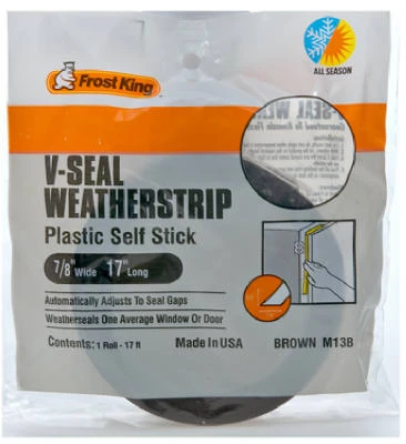 V-seal Weatherstrip Tape Brown 7/8 Inch By 17 Feet For Door And Window Sealing