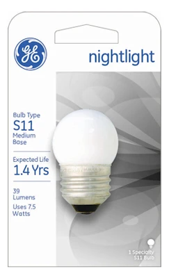 White Night Light Bulb, 7.5 Watt, Standard Base