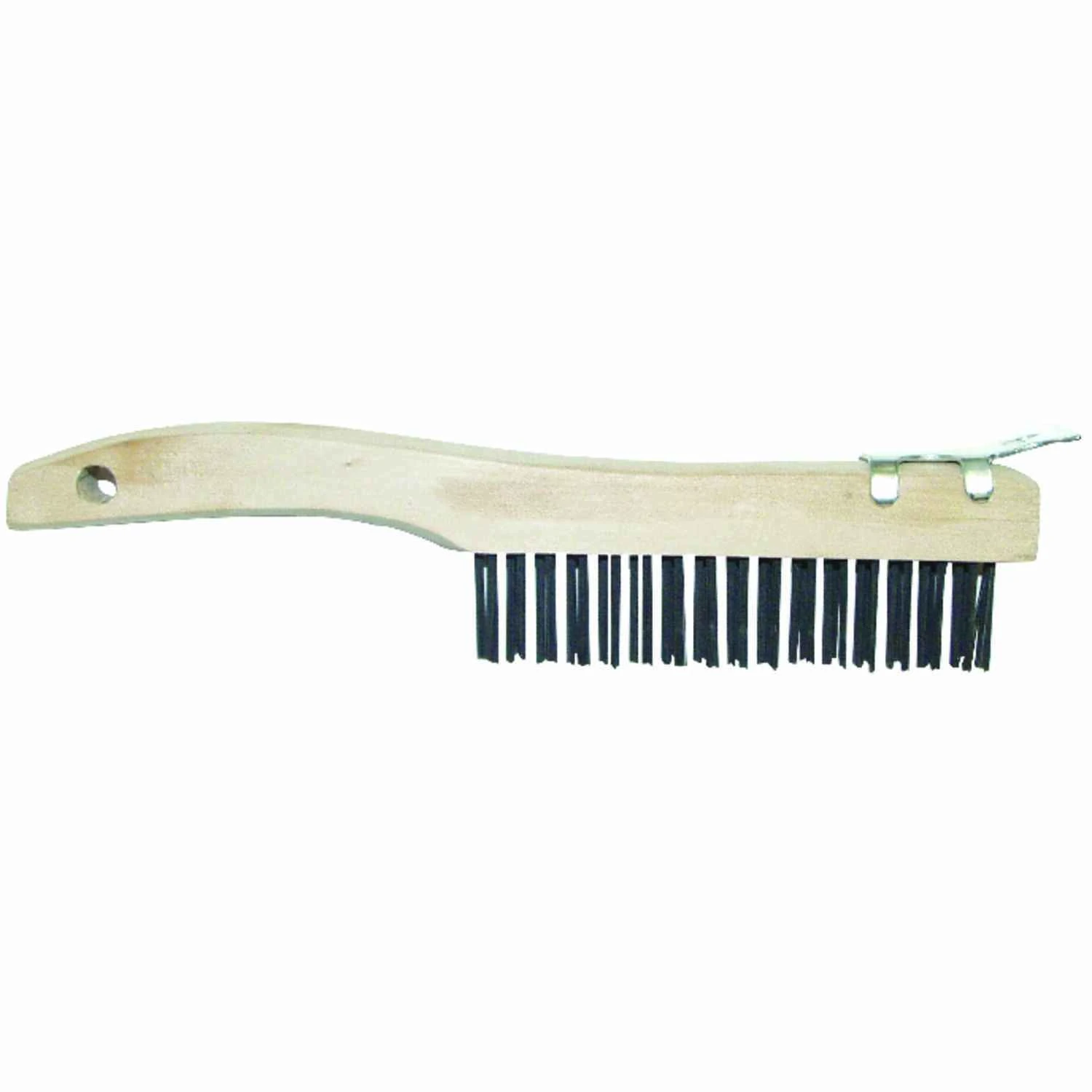 Wire Brush With Scraper, Wood Handle, 4 Inch By 15 Rows, Durable Cleaning Tool