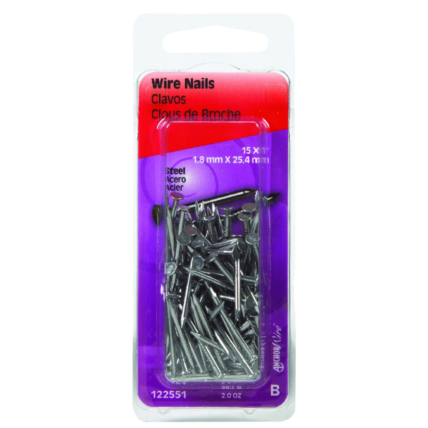 Bright Wire Nails, 1-in. X 15, 2-oz.