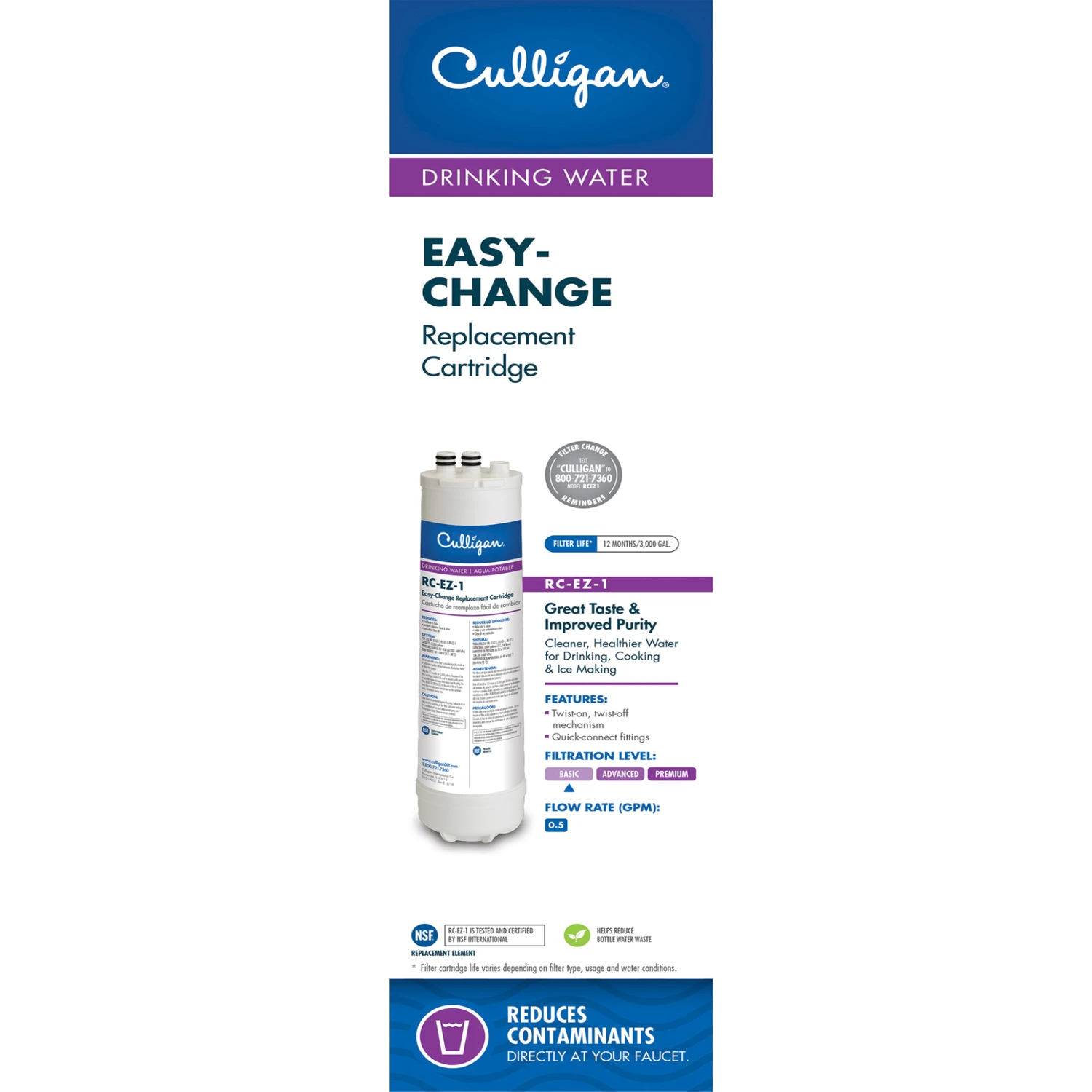 Ez-change Water Filter Replacement Cartridge For Easy Installation And Efficient Filtration