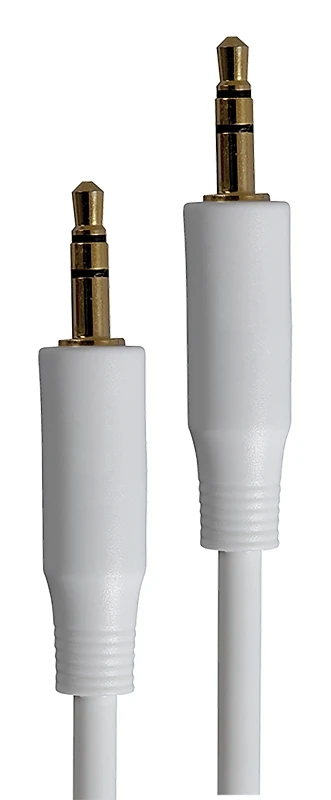 White Mp3 Audio Cable With 3.5 Millimeter Connectors, 6 Feet Long