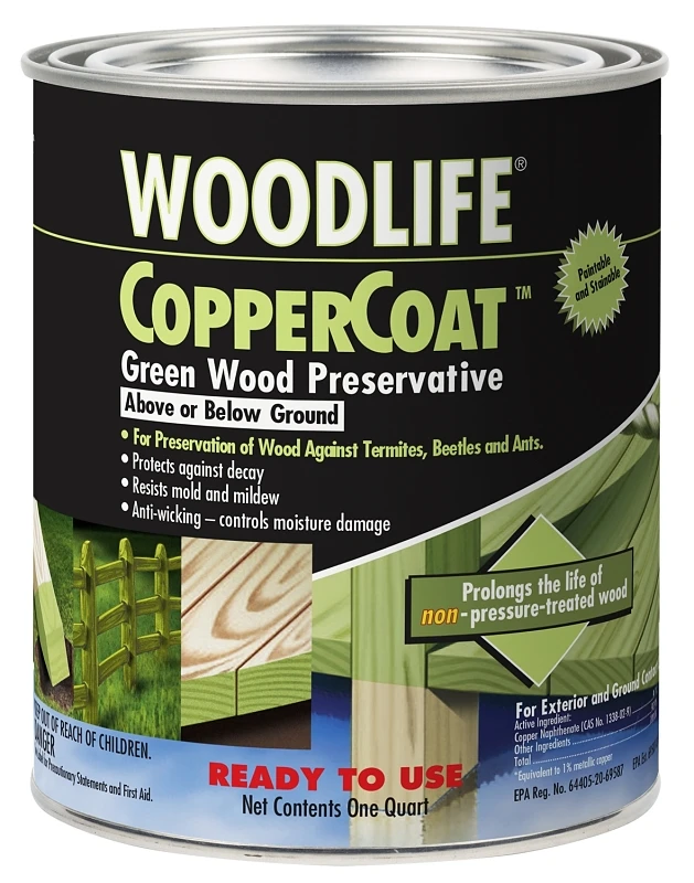 Coppercoat Green Wood Preservative, 1 Quart, Protects Against Rot And Decay