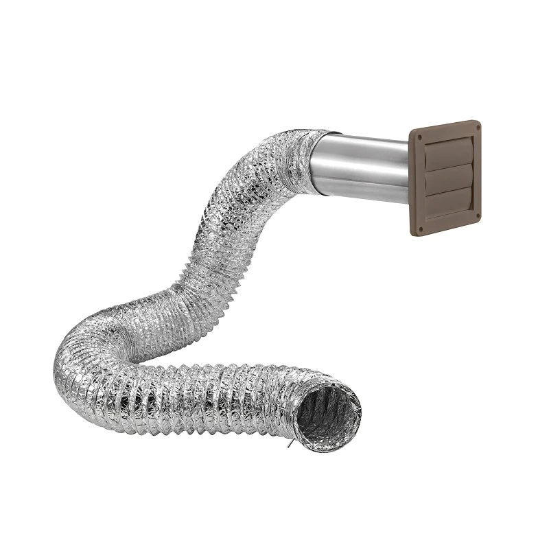 Louvered Dryer Vent Hood Kit, 4 Inch Diameter By 8 Foot Length, Brown Finish