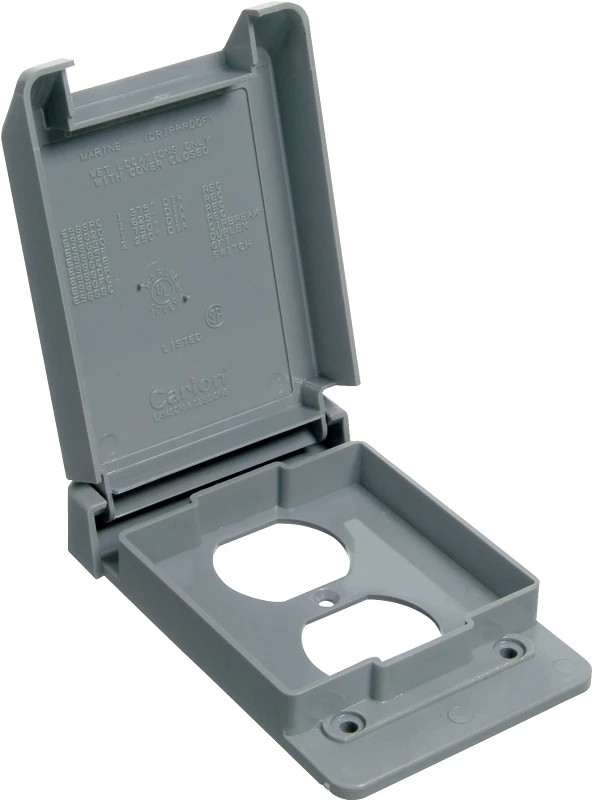 Weatherproof Polyvinyl Chloride Duplex Receptacle Cover, Vertical Orientation, Single Gang Size