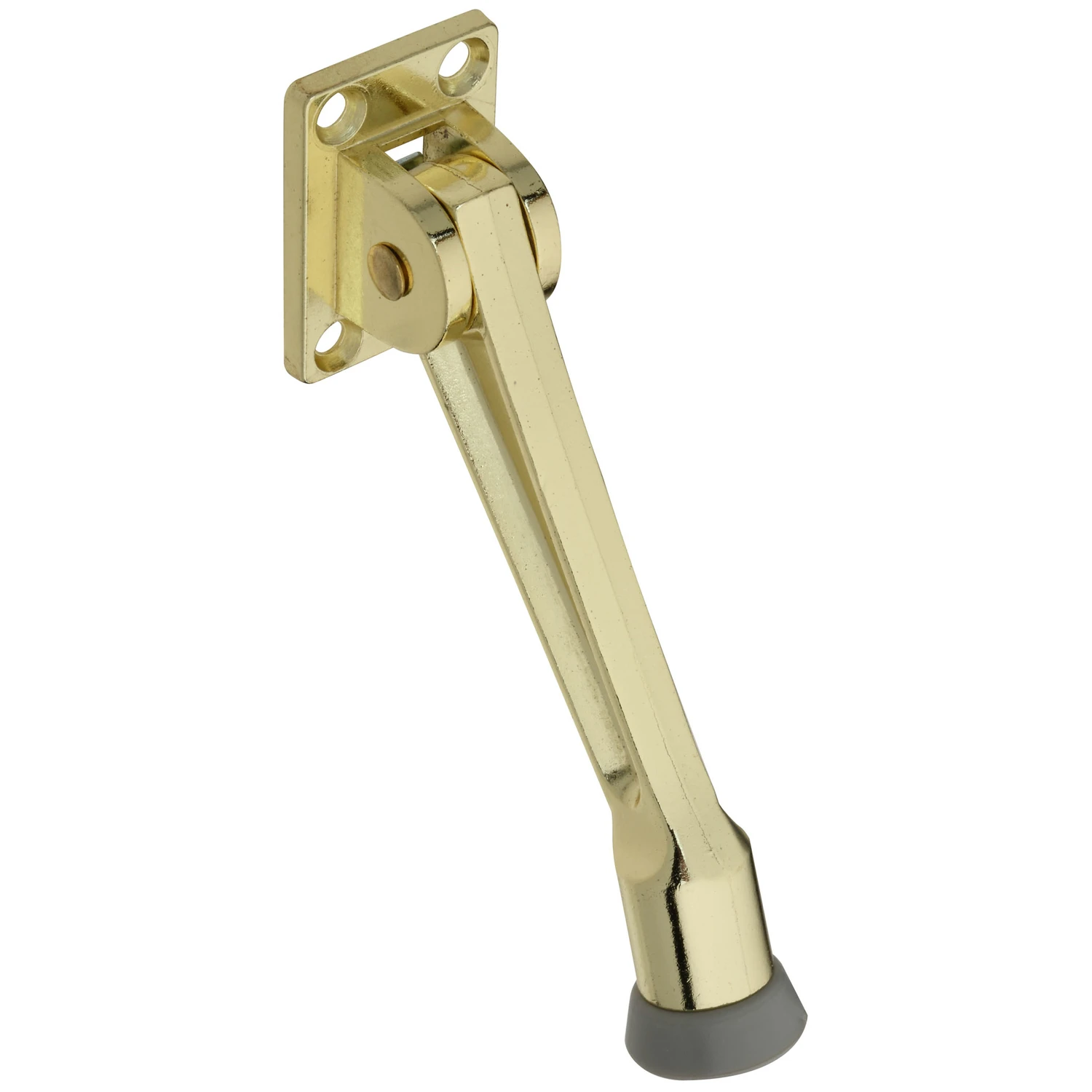 Wall-mount Kick-down Doorstop In Bright Brass Finish, 5 Inches Length