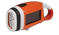 Solar Carabiner Crank Led Flashlight - Rechargeable, 3 Leds, 9 Lumens