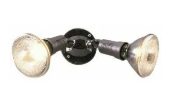 Outdoor Twin Flood Light With Light Sensor, Bronze Plastic Housing, 150 Watt