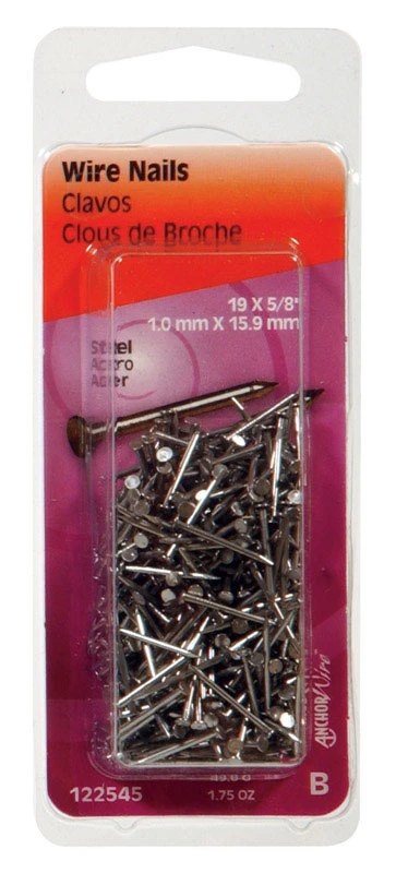 Bright Wire Nails 5/8 Inch By 19 Gauge, 1.75 Ounce Pack