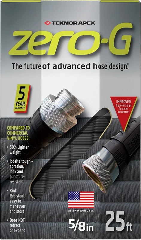 Zero Gravity Garden Hose, Kink Free, Lightweight, 25 Feet Length