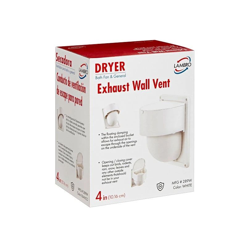 4 Inch White Plastic Exhaust Wall Hood Vent With Floating Damper