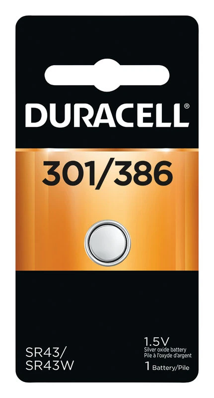 Watch Battery, #301/386, Silver Oxide, 1.5-volt