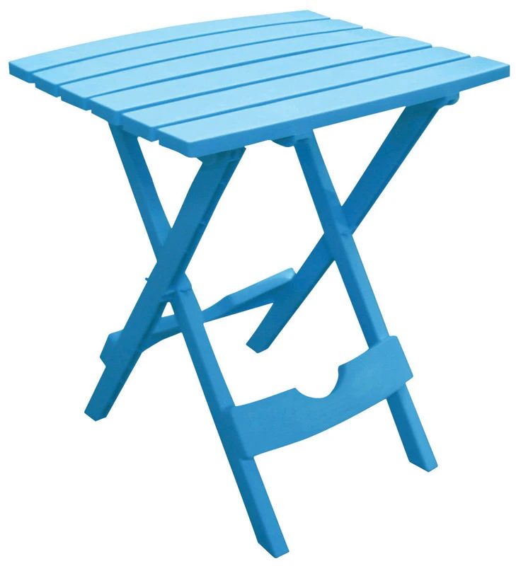 Quik Fold Patio Side Table In Pool Blue Resin Material