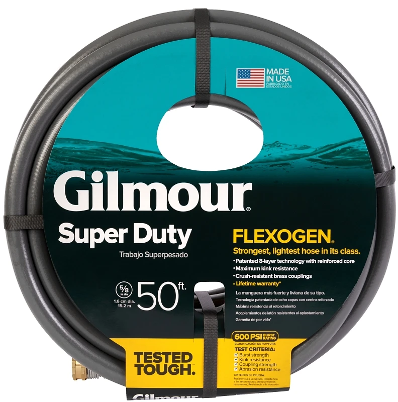 Flexogen 8-ply Reinforced Garden Hose, Five Eighths Inch Diameter By Fifty Feet Length