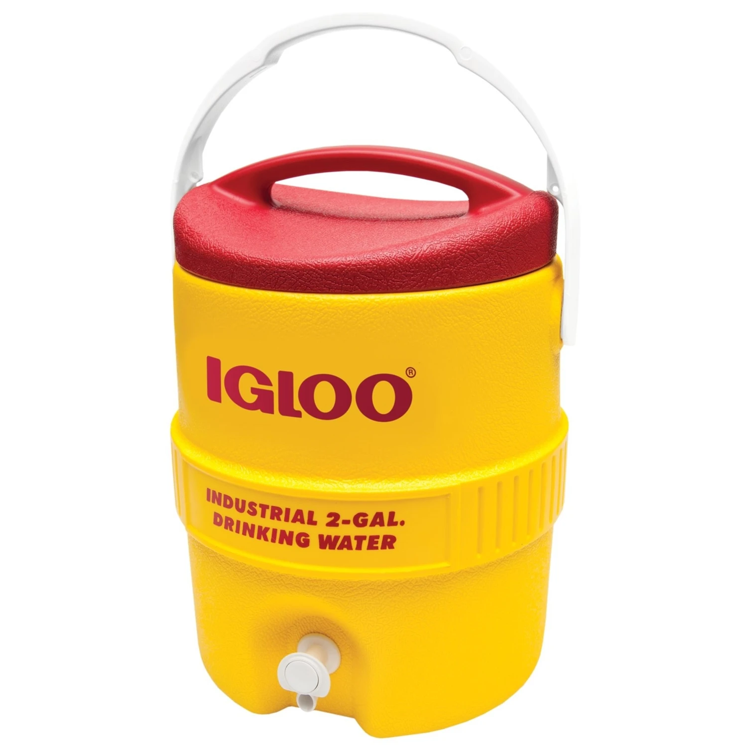 Commercial Plastic Water Cooler With Safety Yellow Body And Red Lid, 2 Gallons Capacity
