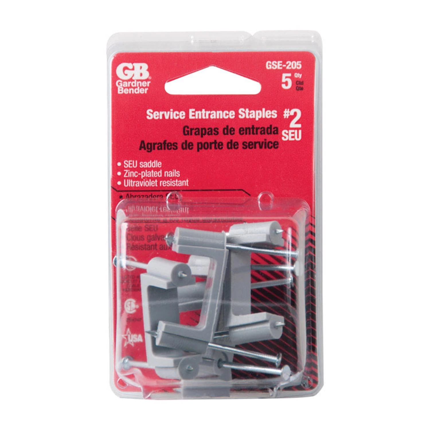 #2 Seu Cable Staples, Plastic, 5-pk.