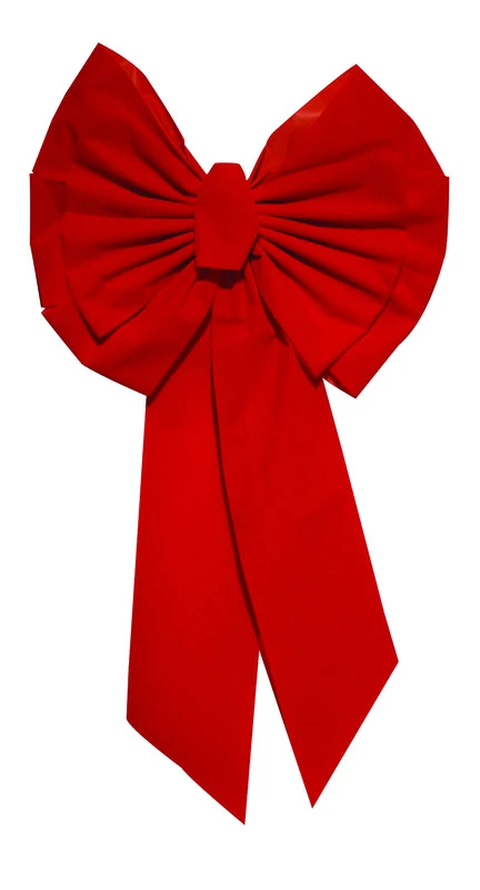 Christmas Bow, 11-loop, Red Velvet, 18 X 35 X 6-in.
