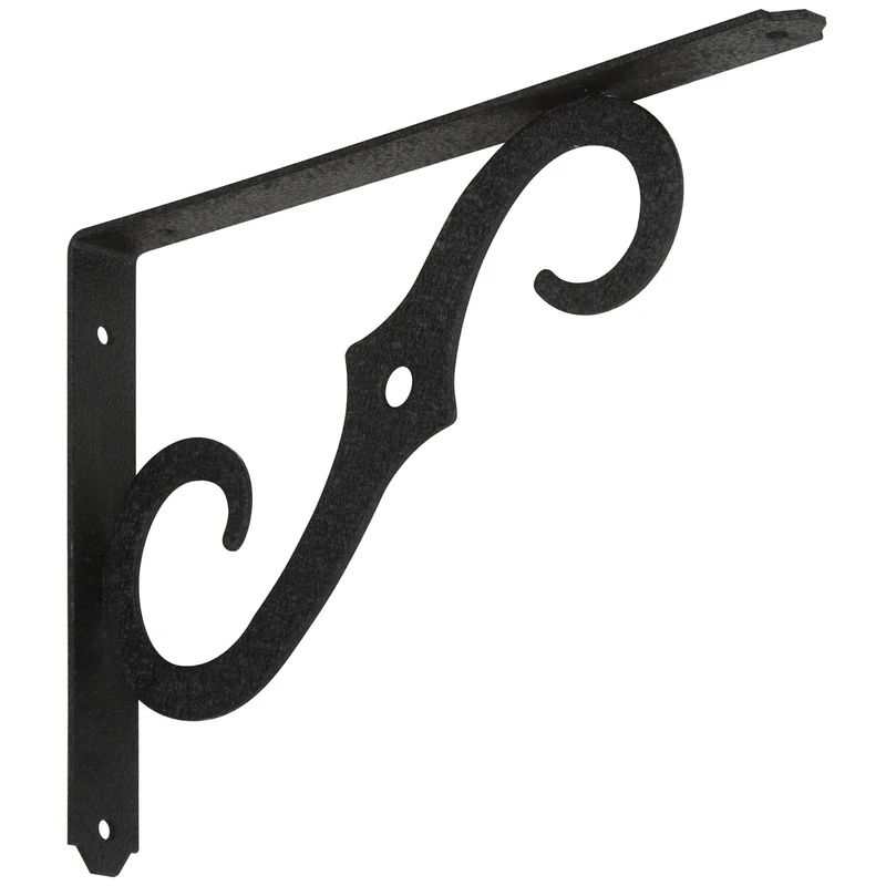 10 Inch By 7 Inch Antique Black Metal Shelf Bracket