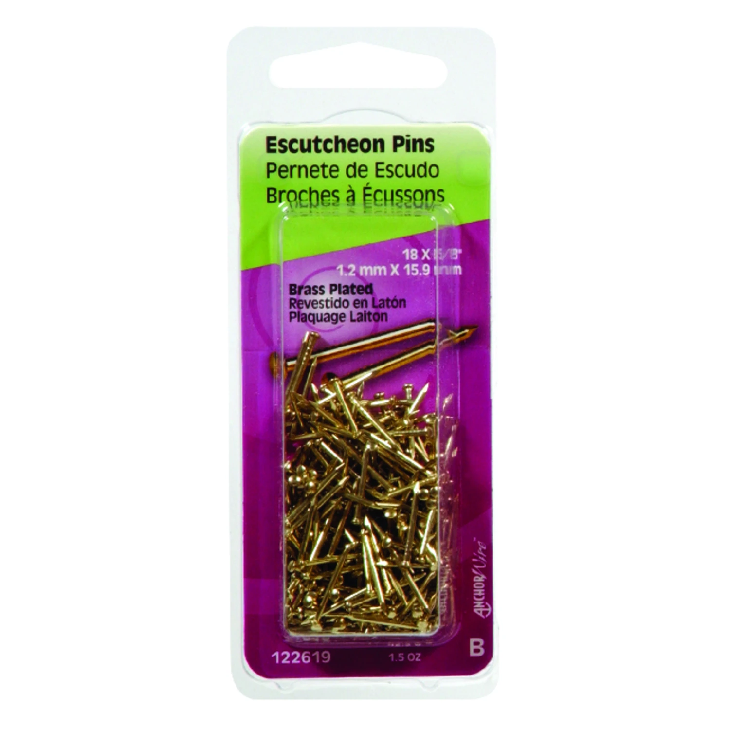 5/8-in. X 18 Brass-plated Escutcheon Pins, 1-1/2 Oz.