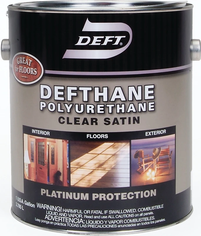 Hane Clear Satin Polyurethane Finish For Interior And Exterior Use, One Gallon