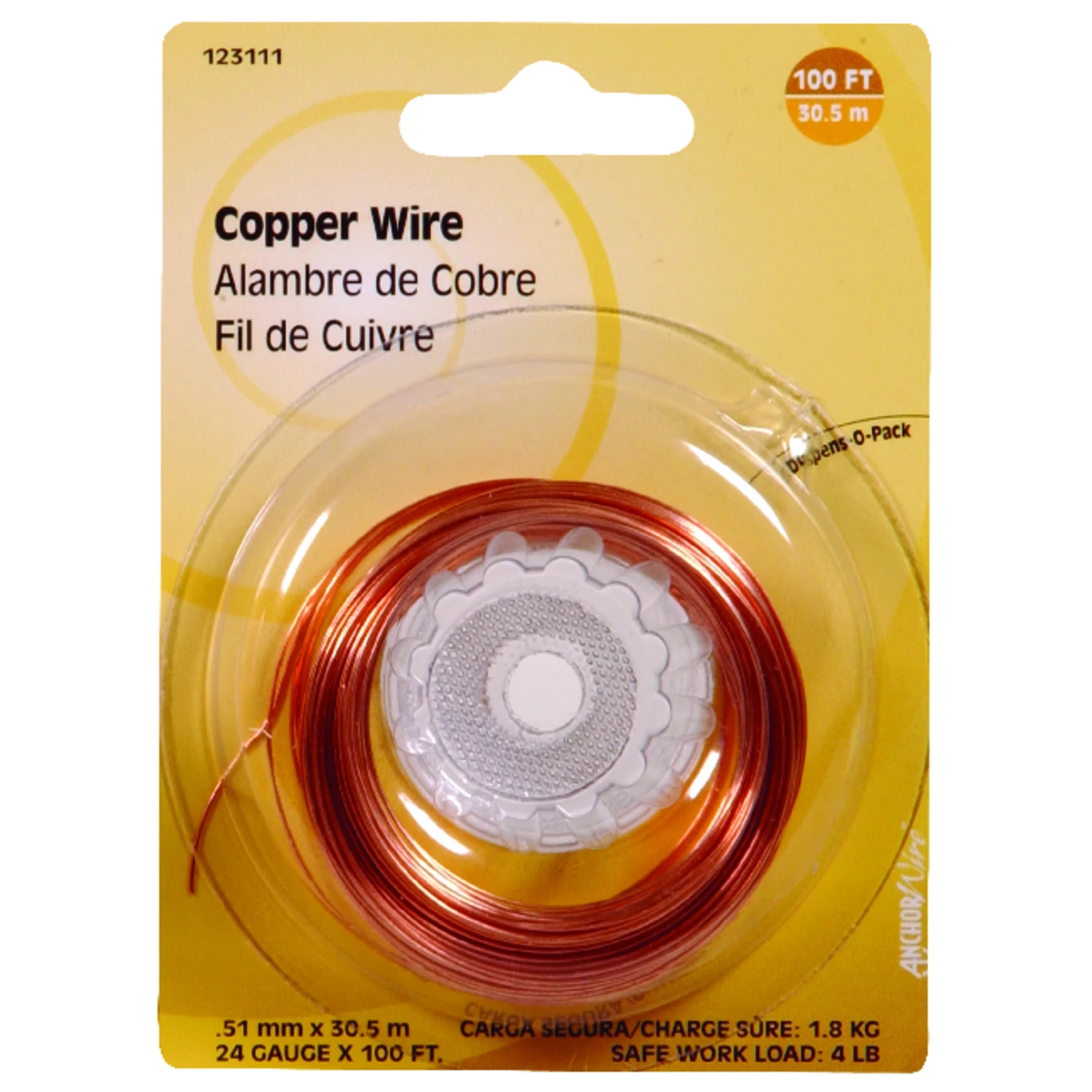 24-gauge Solid Copper Electrical Wire, 100 Feet Length, Single Conductor