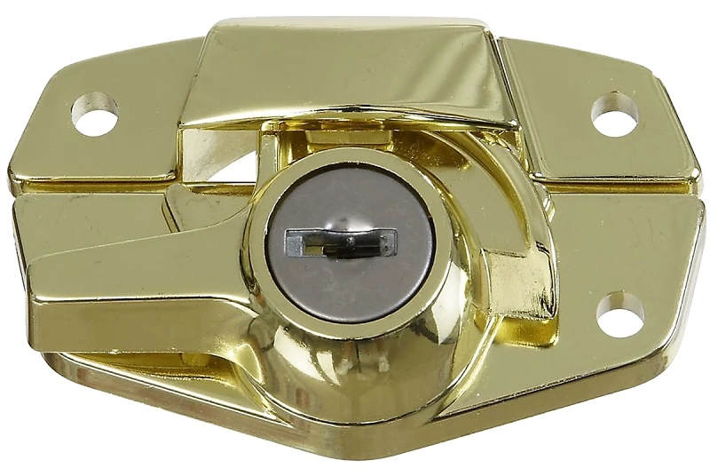 Window Sash Lock With Keyed Cylinder In Bright Brass Finish
