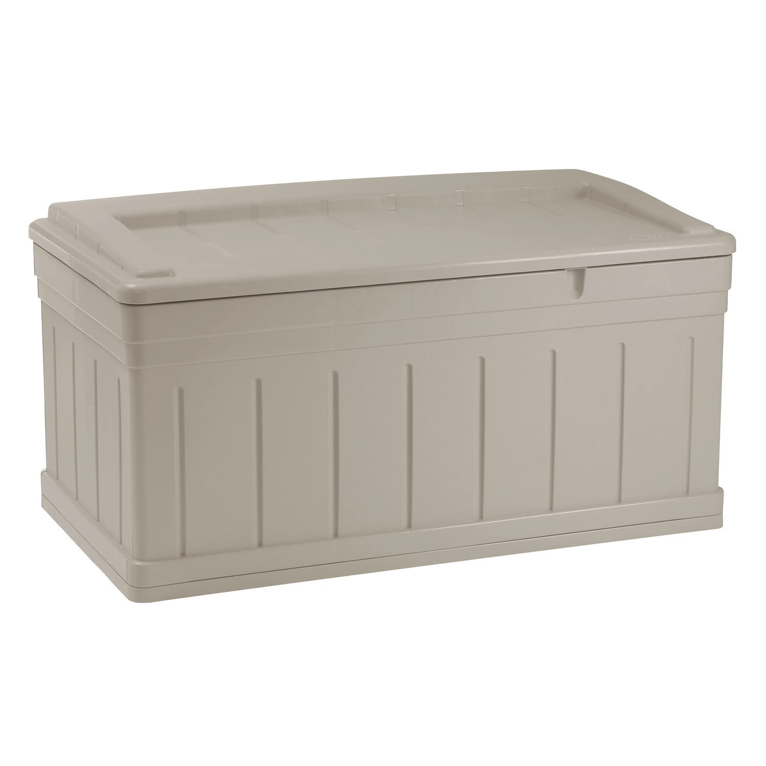 Taupe Resin Deck Storage Box And Bench, 53 Inches By 29 Inches By 27.5 Inches, 129 Gallon Capacity