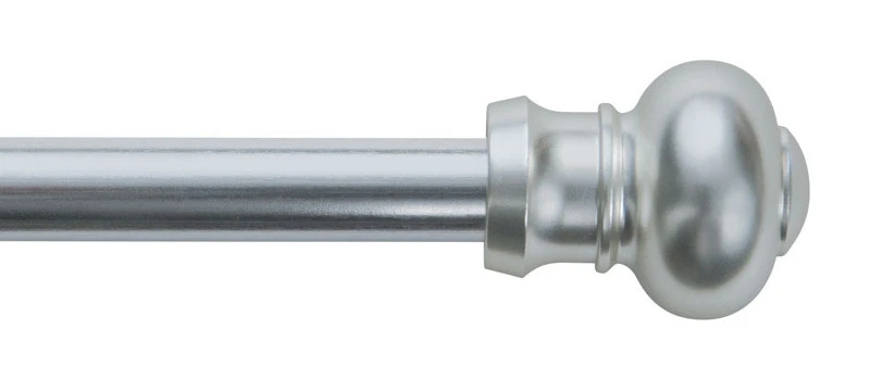 Ashby Silver Satin Cafe Curtain Rod Adjustable 7/16 Inch Diameter 48 To 84 Inch Length