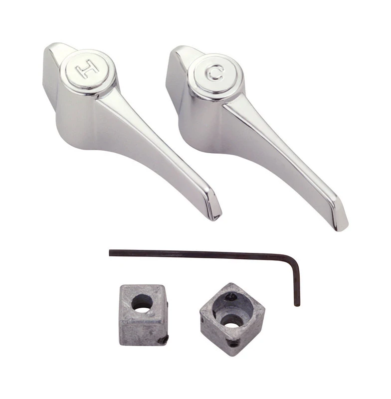 Universal Chrome Lever Faucet Handle Pair For Bathroom And Kitchen Faucets