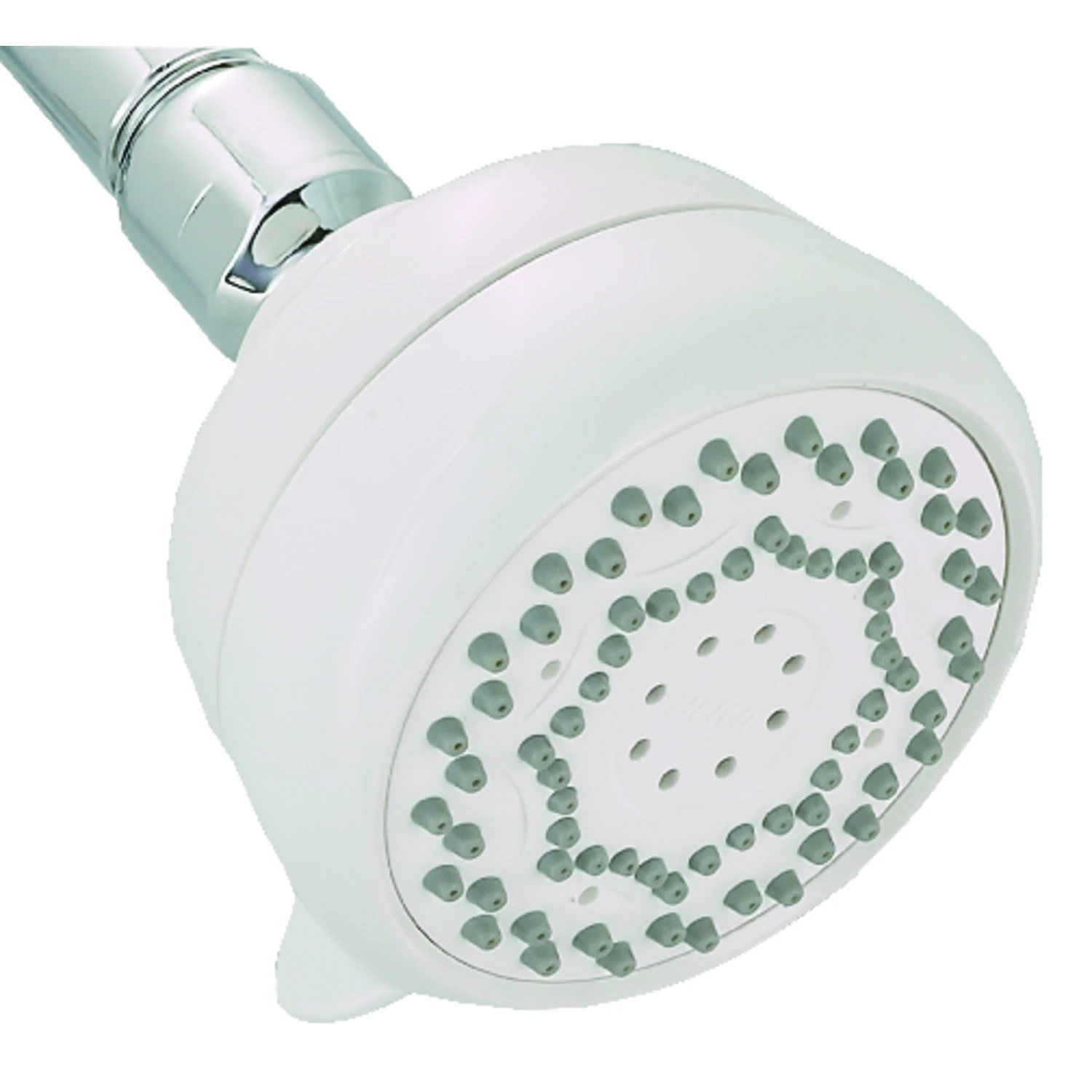 White Fixed Mount Shower Head With Seven Spray Settings, 2.0 Gallons Per Minute Flow Rate